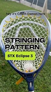 Here’s a STX Eclipse 3 stringing pattern that @mr_wand_erful did for me. Here’s the sidewall pattern: Tie off Skip 1 Interlock (I) I I I Skip 1 I 1 SI - Single / Special Interlock 1 SI Single Single Single Tie off I have a basic stinging tutorial video I did explaining the concepts. Comment “Tutorial” below and I’ll send you the link to the video. Also I’ll be honest, stringing is not my forte, I think those are the right knot names but not 100% sure. If you want me to show patterns in other sti