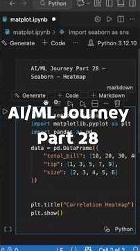 AI/ML Journey Part 28 | Seaborn: Heatmap, Correlation #ai #python #education #reels #coding