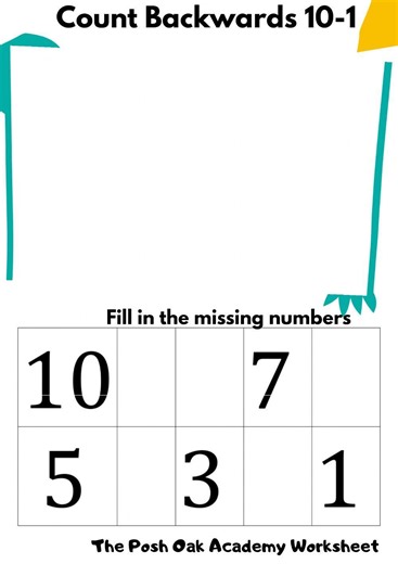 Count Backwards 10-1 worksheet