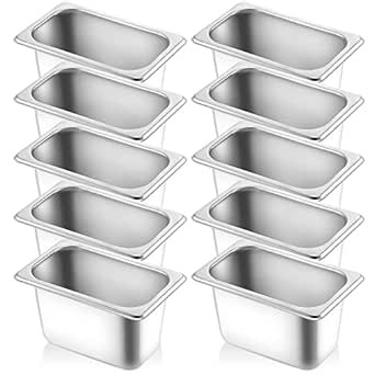Thenshop 10 Pack 1/9 Size Stainless Steel Hotel Pans 4" Deep – Metal Steam Table Catering Trays for Commercial Restaurant Buffet Kitchen Food Service Containers, 0.8 mm Thick(Standard Style)