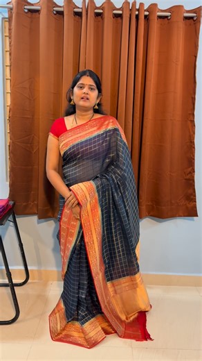 Diva on Instagram: "Experience elegance like never before with our soft organza sarees,bright in colours and very light weight,easy to drape and beautifully textured and mainly perfect for festivals or party look and special occations Soft organza saree along with Vintage checks and contrast detailed weaving borders in satin patta and contrast detailing pallu. Blouse:Small butties in contrast colour Price:4000+ship Order@9000312483"