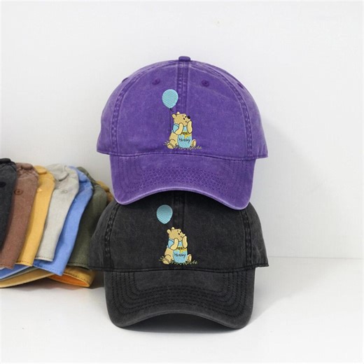 Embroidered Pooh Piglet Balloon Baseball Cap, Vintage Hunny Pot Pooh Bear Washed Dad Hat, Retro Hundred Acre Wood Low Profile Cap. - Etsy