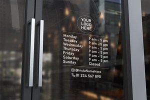 Store Hours Static, Store Hours Sign, Store Hours Sticker, Hours of Operation Static, Hours Decal, Color Logo, Business Hours Clear Decal - Etsy