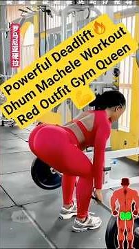 Dhum Machele Workout🔥 Powerful Deadlift Fitness Girl in Red Dress | Gym Motivation 💪 #shorts