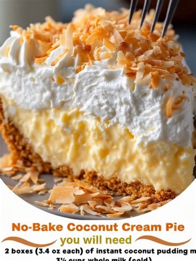 86K views · 872 reactions | No-Bake Coconut Cream Pie Ingredients 2 boxes (3.4 oz each) of instant coconut pudding mix 3½ cups whole milk (cold) 2 cups sweetened shredded coconut Full recipe   | Old Tasty Recipes | Facebook