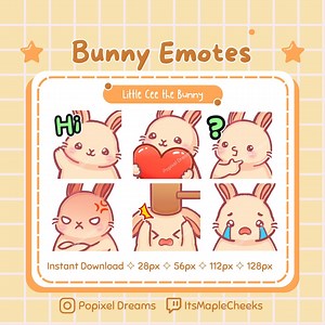 Bunny Rabbit Twitch Emote Pack | Cute Twitch Emotes | Streamer Emotes | Bunny Rabbit Emote Set | Bunny Rabbitsticker | Little Cee the Bunny - Etsy Canada