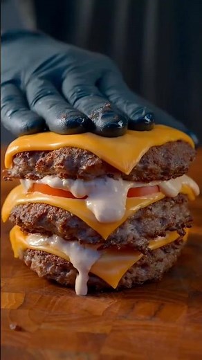 Ultimate Triple Layer Cheeseburger Recipe | Super Juicy & Cheesy |