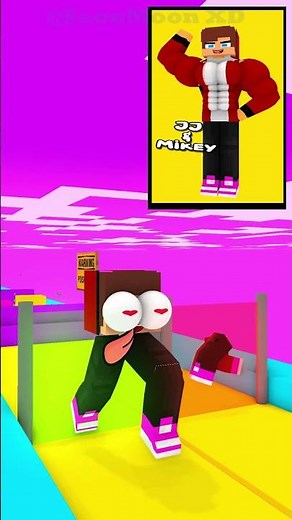 Mikey and JJ Heaven and Hell run Challenge MINECRAFT - ANIMATION #minecraft #shorts #mikey