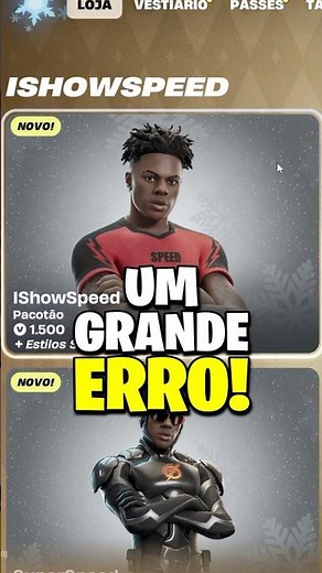O FORTNITE COMETEU UM ERRO COM A SKIN DO iSHOWSPEED