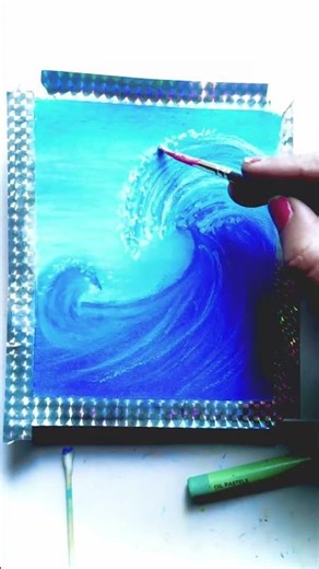 Easy Ocean Wave Drawing With Oil Pastel 🌊 Step by step Sea Art Tutorial#sea #wavepainting#ocean