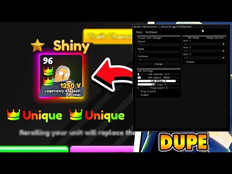 Anime Adventures Script GUI / HACK & SCRIPT | DUPE SCRIPT & DUPE UNITS INF GEMS LAG SCRIPT MACRO