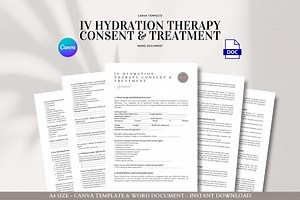 IV Hydration Therapy Consent Form Editable Treatment Agreement for Wellness Clinic Vitamin Infusion Drip Lounge Mobile IV Business - Etsy