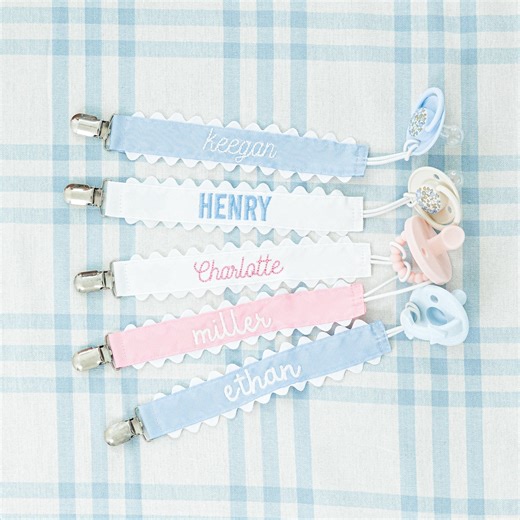 Pacifier Clips // Paci Clip, Monogram Pacifier Clip, Pacifier Holder, Embroidered Custom Name, Personalized Baby Gift, Baby Girl, Baby Boy - Etsy