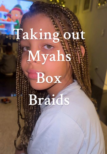 As much as I love braids-taking them out is definitely very time consuming too🤣🤌🏼 Myah was DONE with her braids😅 #boxbraids #hairstyle #hairday #curlyhair #curls #hairtok #braids #curlyhairroutine