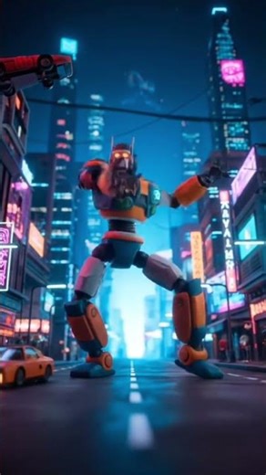 BIG ROBOT DANCING TO A BLOCKBUSTER SONG IN CYBERPUNK CITY | #DreamScreenAI #shorts #music #viral #ai