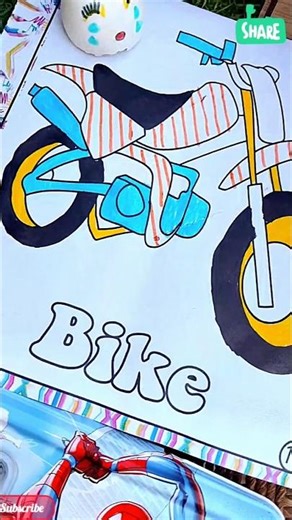 How to Color a Bike 🎨🏍️ | Step-by-Step Bike Drawing & Coloring for Kids #artworld #drawing