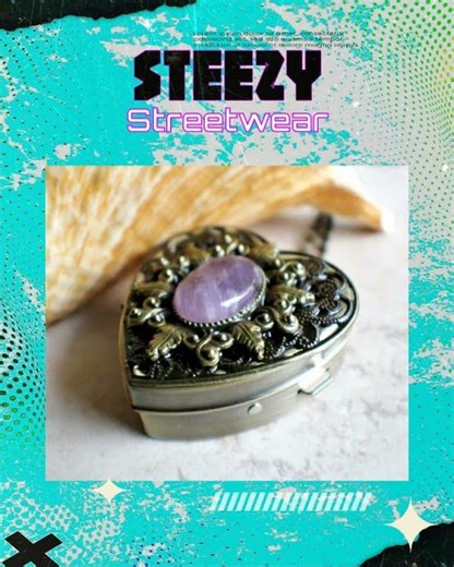 Amethyst Heart Shaped Music Box Locket