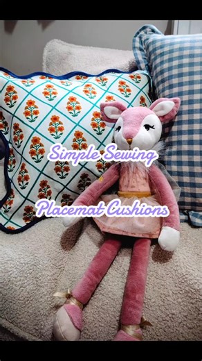 Let's make something! I picked these placemats up in @dunelmuk for an absolute bargain in their summer sale because I loved the fabric but I wasn't quite sure what I wanted to do with them. Fast forward to the first sewing I've done since November and here we have a cute set of cushions that are super simple for even the most beginner! £6, two lines of stitches and two gorgeous grandmacore cushions, seems like a win to me 😁 #sewing #sewingtutorial #sewingforbeginners #crafting #bumblelionboutiq