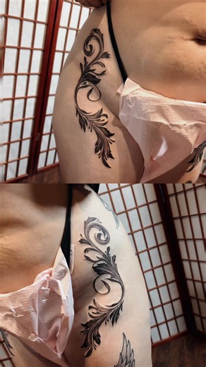 Stunning Hip Filigree Tattoo Art
