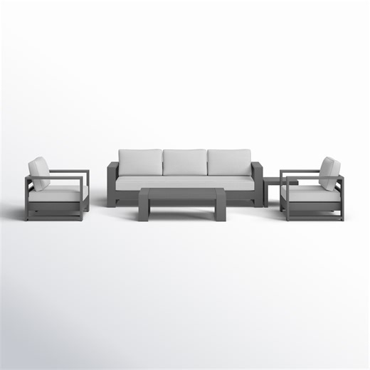 AllModern Hoyt Outdoor Aluminum Conversation Set with Coffee Table & Reviews | Wayfair