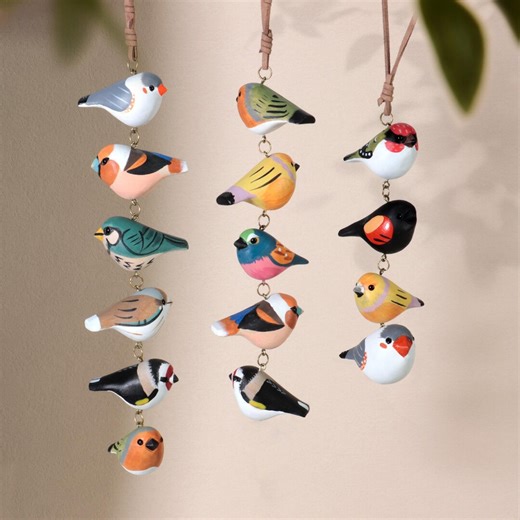 Custom Wooden Bird Ornament, Personalized Hand Painted Bird Garland, Hanging Decor, Rustic Woodland Ornament, Bird Lover Gift, Gift for Her - Etsy