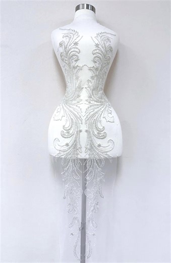 Beaded Lace Applique for Prom Dresses – Sequin Christmas Applique on off White Mesh, DIY Bridal Bodice Patch and Formal Gown Embellishment - Etsy