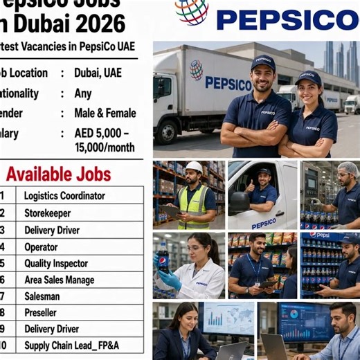 PepsiCo Jobs in Dubai 2026 | Latest UAE Vacancies | Salary AED 5,000–15,000