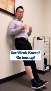 Got Weak Knees? Go toes up! Strengthen your knees by targeting tibialis anterior muscles—the muscles along your shin bone that support your knees. This simple yet effective exercise can make a big difference! How to Do It: Lean Against a Wall: Stand with your back supported by a wall. Keep your feet slightly away from the wall. Lift Your Toes: Raise your toes toward the ceiling while keeping your heels on the floor. Lower them back down. Add Difficulty: Move your feet further from the wall for a