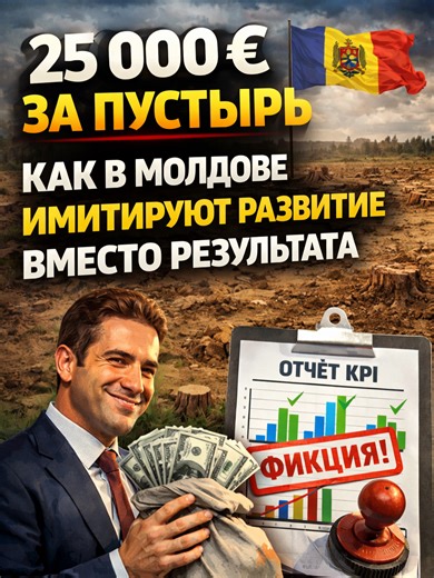 25 000 € за пустырь: как в Молдове имитируют развитие вместо результата 🏷️ #Молдова #коррупция #госуправление #бюджет #проекты #реформы #контроль #общество #разбор #рост