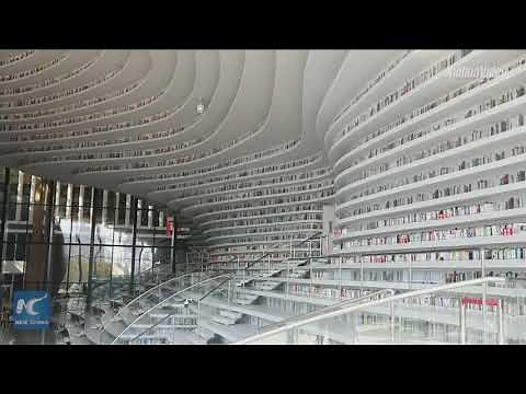 Amazing! Newly-opened library in China's Tianjin becomes internet sensation