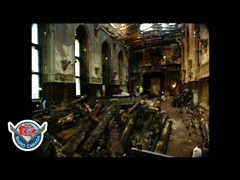 Clean-up after the fire at Windsor Castle in 1992