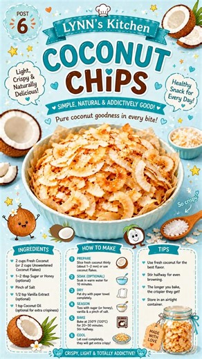 Simple ingredients, BIG flavor 😍Make your own crispy coconut chips at home — golden, toasty,