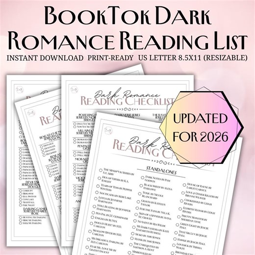 Booktok Dark Romance Reading Checklist | 46 Series & 45 Standalones | Printable Book Tracker - Etsy