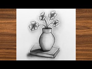 Easy Still Life Drawing Tutorial | Pencil Drawing of a Flower Vase on a Book