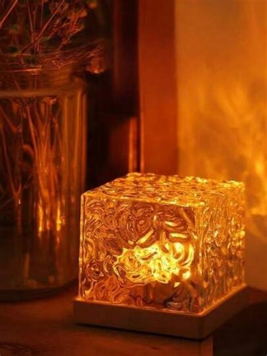 1pc 16 Color Northern Lights Wave Crystal Lamp, With Touch/Remote Control, Dimmable LED Projector Night Light, USB Powered Ambiance Relaxation Lamp For Bedroom Decor, Perfect Gift For Girls & Teens | Stylish Nightlight | Bedroom Lamp | SHEIN