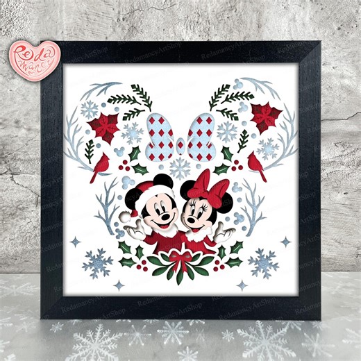 Winter Mouse Couple Shadow Box SVG, Svg for Cricut Projects, 3D Layered SVG, Christmas 3D Shadow Box Svg, Paper Cut Light Box - Etsy