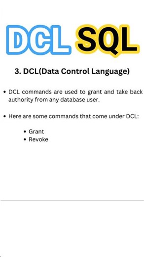 Data Control Language | DCL In SQL #sql #dcl #sqlcommands