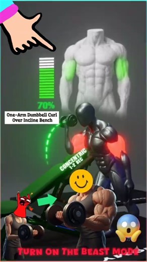 One-Arm Dumbbell Curl on Incline Bench | Bigger Biceps Workout #bicepsworkout #shorts