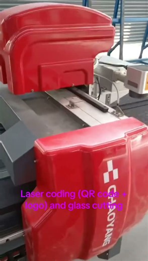 Laser coding (QR code + logo) and glass cutting #temperedglass #machine #쩐다 #glasscuttingmachine