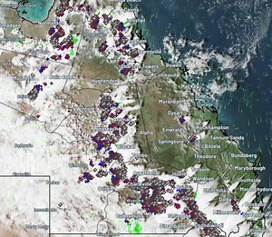 Severe Thunderstorm Warning for Large Hailstones And Damaging Winds for parts of Central Highlands and Coalfields, Maranoa and Warrego and Darling Downs and Granite Belt Forecast Districts. Issued at 4:29 pm Tuesday, 25 November 2025. Severe thunderstorms continuing through inland parts Weather Situation A humid and unstable airmass is producing scattered thunderstorms throughout the southern interior. A trough moving through the south of the state during the afternoon will be a focal point of s