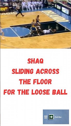 Young Shaq Diving On The Floor For The Loose Ball