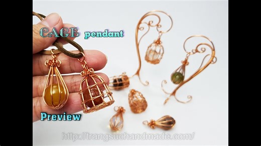 Preview cage pendant with large spherical stone without holes 470