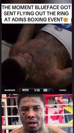 Blueface gets knocked out the ring in boxing match tonight.