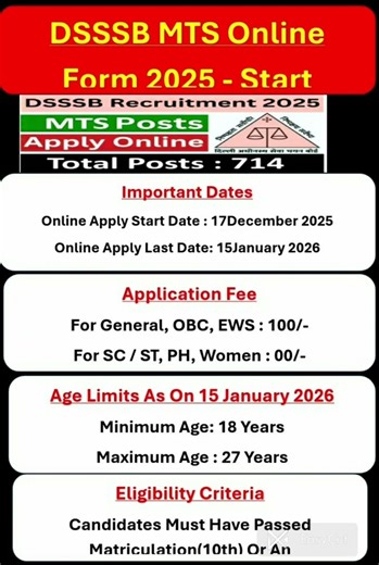 mts new vacancy 2025. # dsssb mts new vacancy 2025 form fill up. # mts new vacancy 2025 apply online