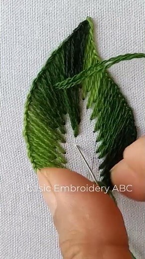 basic fishbone stitch hand embroidery tutorial for beginners new art #ytshorts #beginnersstitch