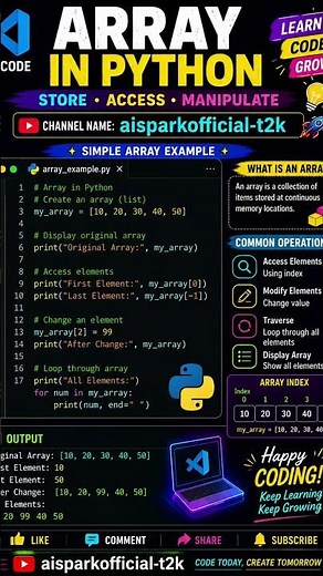 Array in python #shorts #python #array #coding #learnpython #arrays#aisparkofficial #programming#dsa