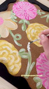 New custom order!! Cork boards are always fun to paint! Contact me via my website www.thewavypaintbrush.com for a custom order request! 🤩🩷🌟💛🫶🏼 #corkboard #handpainted #satisfyingvideo #flowers #custom | The Wavy Paintbrush