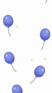 Blue balloons floating upward with golden sparkles 2D vertical animation. Party celebration. Birthday theme. Festive magical baloons rising animated cartoon flat 4K isolated on white