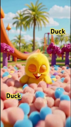Duck sliding on colourful slide having fun#duck #funny #cute