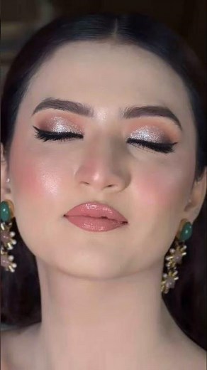 Hira fashion Soft Glam Bridal Makeup Look ✨ Peach Pink Eyeshadow & Silver Glitter Glam Tutorial